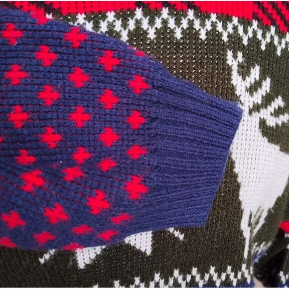 Vintage 90s Fair Isle Christmas Sweater Falls Creek Large Red Green Navy - Picture 6 of 8